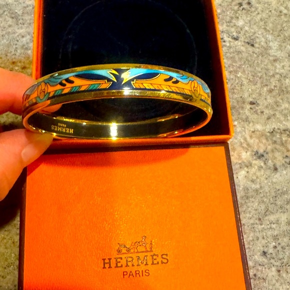 Hermès Gold and Blue Enamel Bracelet - Picture 1 of 9